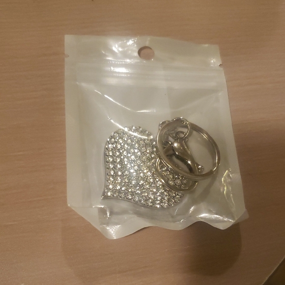 Unknow Brand Accessories - Crystal Heart Keyring Keychain - Silver